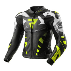 Kurtka skórzana REBELHORN INFERNO BLACK/WHITE/FLUO YELLOW czarny biały