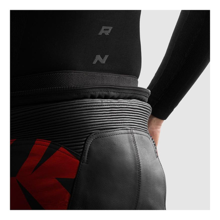 Spodnie skórzane REBELHORN INFERNO BLACK/FLUO RED