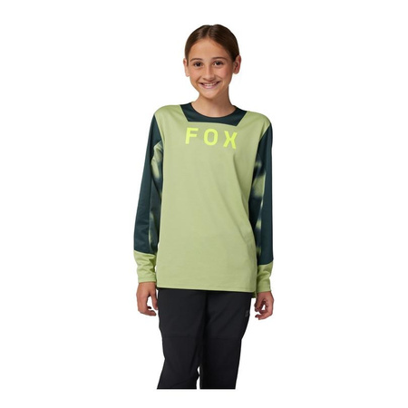 Koszulka rowerowa dziecięca FOX JUNIOR DEFEND Z DŁUGIM RĘKAWEM TAUNT PALE GREEN zielony