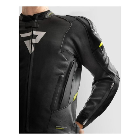 Kurtka skórzana REBELHORN VELOCE BLACK/GREY/FLUO YELLOW