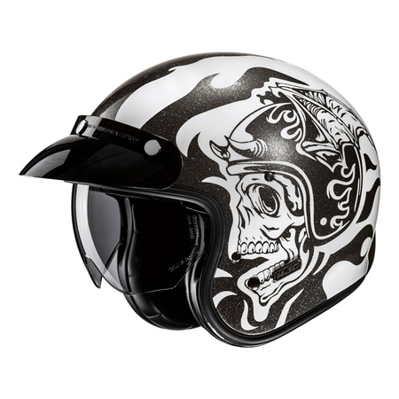Kask otwarty HJC V31 FLAME WHITE/BLACK biały czarny