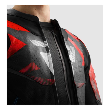 Kurtka skórzana REBELHORN INFERNO BLACK/BLUE/WHITE/RED