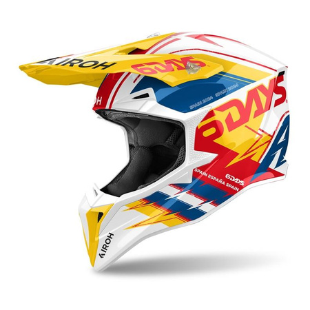 Kask cross AIROH WRAAAP 6DAYS SPAIN 2024 GLOSS żółty niebieski czerwony biały