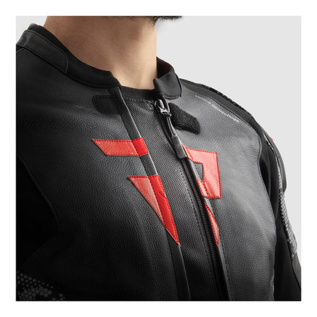 Kurtka skórzana REBELHORN VELOCE CAMO BLACK/GREY/FLUO RED czarny szary czerwony fluo