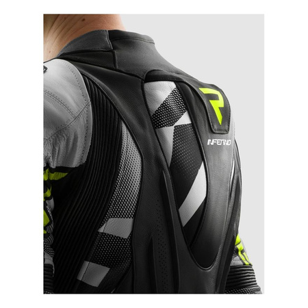 Kurtka skórzana REBELHORN INFERNO BLACK/WHITE/FLUO YELLOW