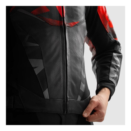 Kurtka skórzana REBELHORN INFERNO BLACK/FLUO RED
