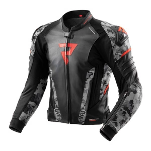 Kurtka skórzana REBELHORN VELOCE CAMO BLACK/GREY/FLUO RED czarny szary czerwony fluo