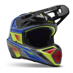 Kask cross FOX V3 RS CARBON ACRIC MULTI niebieski żółty fluo czerwony czarny