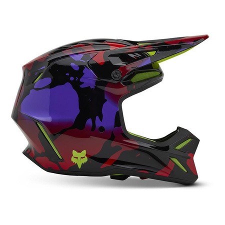 Kask cross FOX V3 THROTTLE FLUORESCENT YELLOW