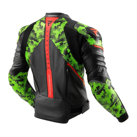 Kurtka skórzana REBELHORN VELOCE CAMO BLACK/GREEN/FLUO RED