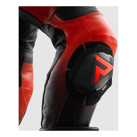 Spodnie skórzane REBELHORN INFERNO BLACK/FLUO RED czarny czerwony fluo