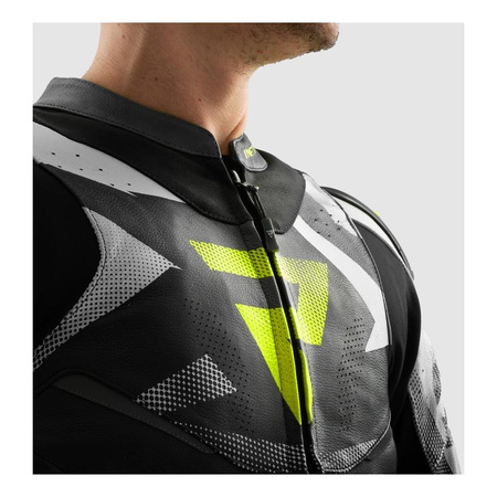 Kurtka skórzana REBELHORN INFERNO BLACK/WHITE/FLUO YELLOW