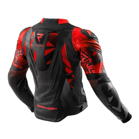 Kurtka skórzana REBELHORN INFERNO BLACK/FLUO RED czarny czerwony fluo