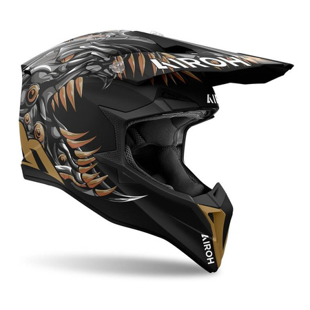 Kask cross AIROH WRAAAP CYBORG MATT czarny złoty