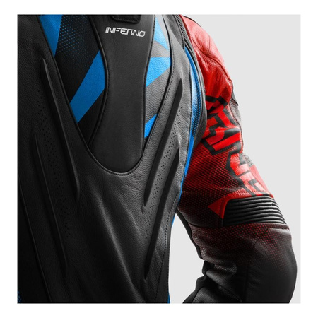 Kurtka skórzana REBELHORN INFERNO BLACK/BLUE/WHITE/RED