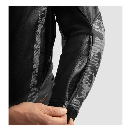 Kurtka skórzana REBELHORN VELOCE CAMO BLACK/GREY/FLUO RED czarny szary czerwony fluo