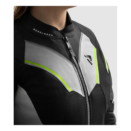 Kurtka tekstylna damska REBELHORN HIFLOW V LADY BLACK/GREY/FLUO YELLOW