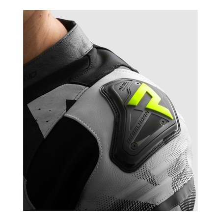 Kurtka skórzana REBELHORN INFERNO BLACK/WHITE/FLUO YELLOW