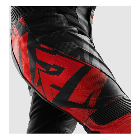 Spodnie skórzane REBELHORN INFERNO BLACK/FLUO RED