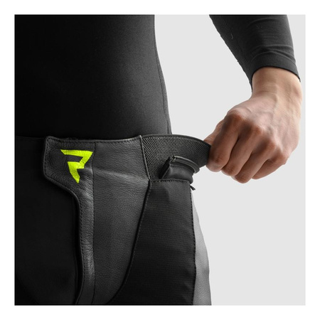 Spodnie skórzane REBELHORN INFERNO BLACK/WHITE/FLUO YELLOW