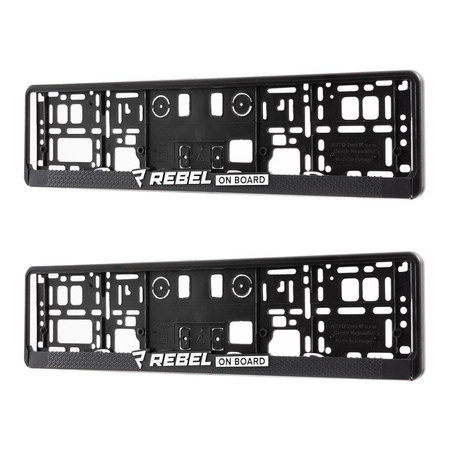 Ramki na rejestrację samochodową REBELHORN REBEL ON BOARD BLACK