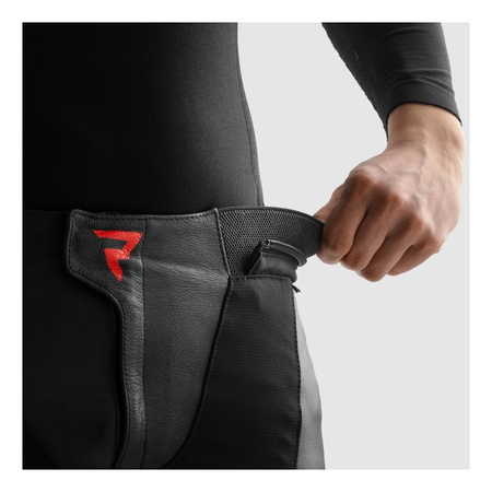 Spodnie skórzane REBELHORN INFERNO BLACK/FLUO RED czarny czerwony fluo