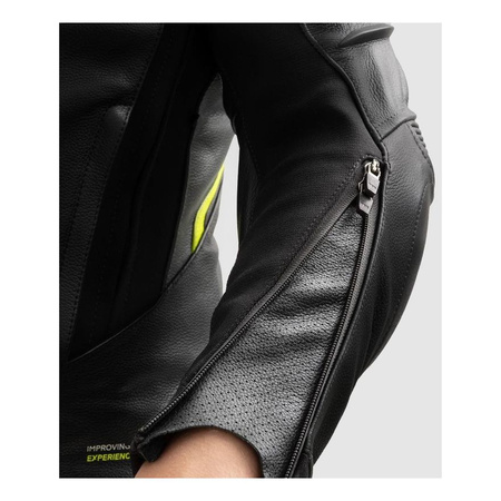 Kurtka skórzana REBELHORN VELOCE BLACK/GREY/FLUO YELLOW