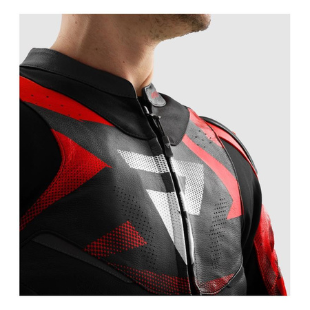Kurtka skórzana REBELHORN INFERNO BLACK/BLUE/WHITE/RED