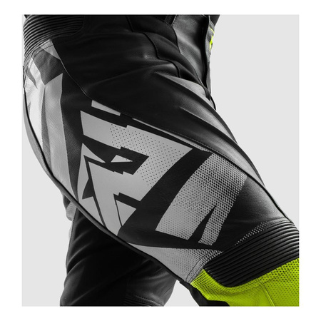 Spodnie skórzane REBELHORN INFERNO BLACK/WHITE/FLUO YELLOW