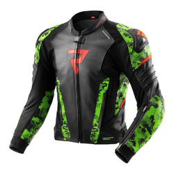 Kurtka skórzana REBELHORN VELOCE CAMO BLACK/GREEN/FLUO RED