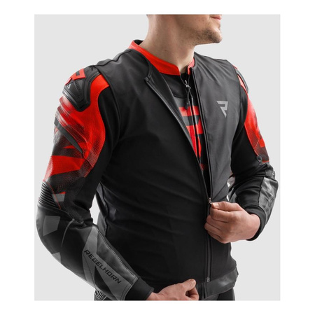Kurtka skórzana REBELHORN INFERNO BLACK/FLUO RED czarny czerwony fluo
