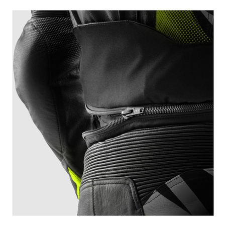 Kurtka skórzana REBELHORN INFERNO BLACK/WHITE/FLUO YELLOW