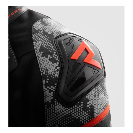 Kurtka skórzana REBELHORN VELOCE CAMO BLACK/GREY/FLUO RED czarny szary czerwony fluo