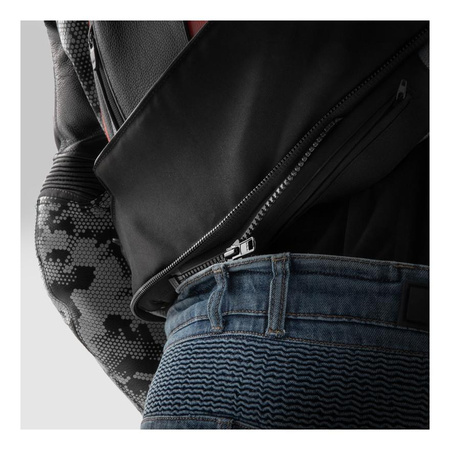 Kurtka skórzana REBELHORN VELOCE CAMO BLACK/GREY/FLUO RED