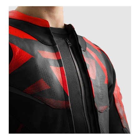 Kurtka skórzana REBELHORN INFERNO BLACK/FLUO RED