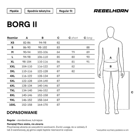Spodnie tekstylne REBELHORN BORG II BLACK czarny