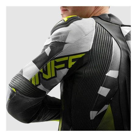 Kurtka skórzana REBELHORN INFERNO BLACK/WHITE/FLUO YELLOW