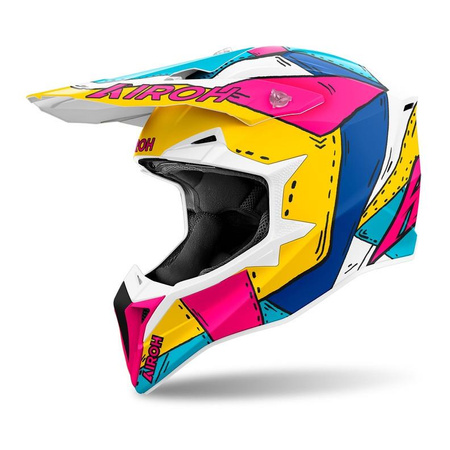Kask cross AIROH WRAAAP PAINT MATT żółty różowy niebieski biały