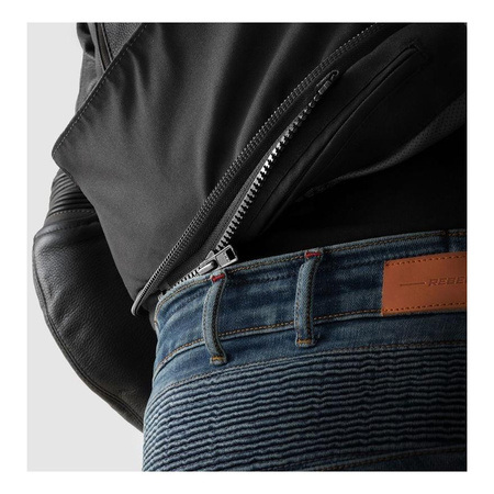 Kurtka skórzana REBELHORN VELOCE BLACK/GREY/FLUO YELLOW