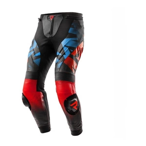 Spodnie skórzane REBELHORN INFERNO BLACK/BLUE/WHITE/RED czarny niebieski biały czerwony