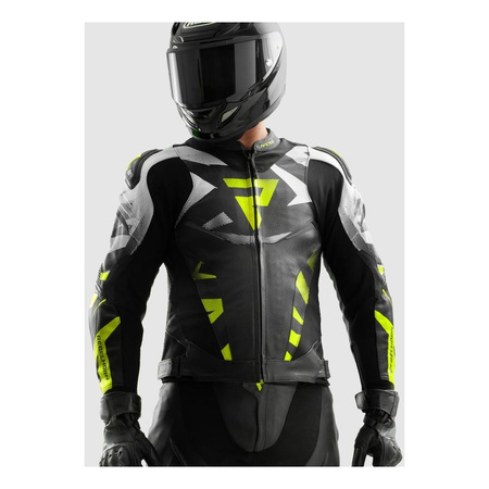 Kurtka skórzana REBELHORN INFERNO BLACK/WHITE/FLUO YELLOW