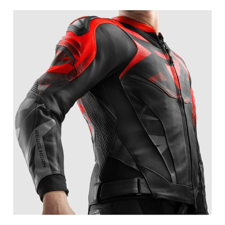 Kurtka skórzana REBELHORN INFERNO BLACK/FLUO RED