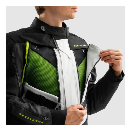 Kurtka tekstylna REBELHORN HARDY 3.0 BLACK/GREY/FLUO YELLOW czarny szary żółty fluo