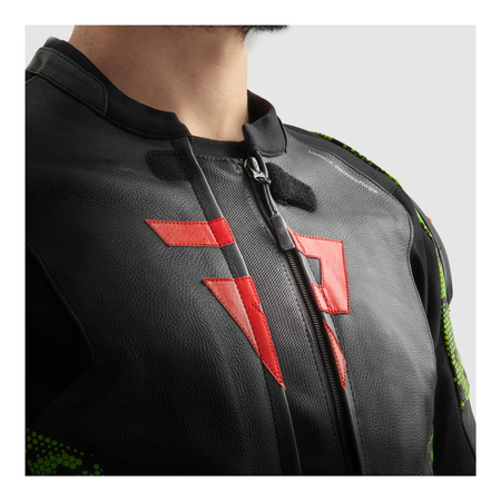 Kurtka skórzana REBELHORN VELOCE CAMO BLACK/GREEN/FLUO RED czarny zielony czerwony fluo