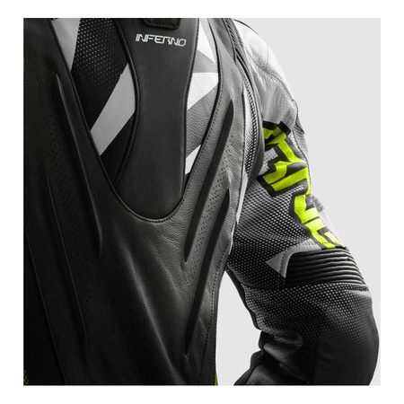 Kurtka skórzana REBELHORN INFERNO BLACK/WHITE/FLUO YELLOW