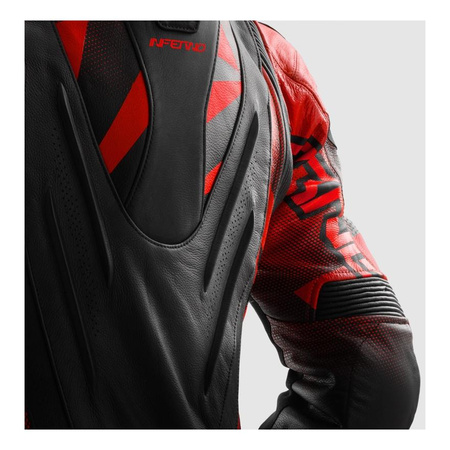 Kurtka skórzana REBELHORN INFERNO BLACK/FLUO RED