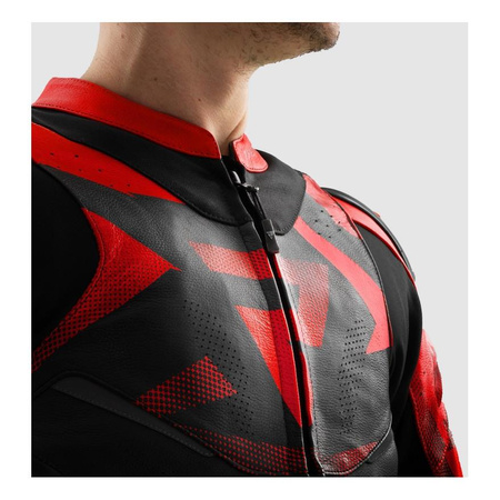 Kurtka skórzana REBELHORN INFERNO BLACK/FLUO RED