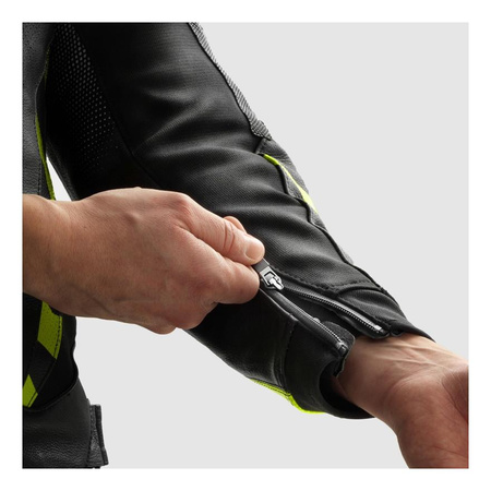 Kurtka skórzana REBELHORN INFERNO BLACK/WHITE/FLUO YELLOW