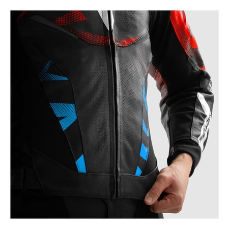 Kurtka skórzana REBELHORN INFERNO BLACK/BLUE/WHITE/RED